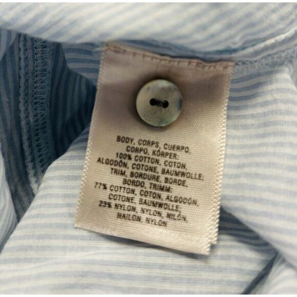 Holding Horses Anthropologie Blue Striped Button Up Shirt Size S Crochet… - Picture 7 of 8